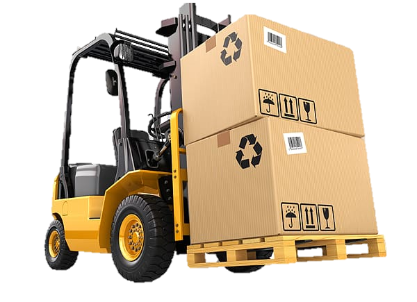 Forklift carrying packages